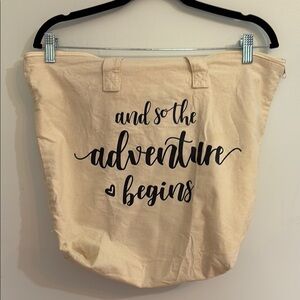 Zippered Canvas Tote Bag 'And so the Adventure Begins'